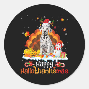 Hallothanksmas Halloween Thanksgiving Christmas Da Classic Round Sticker