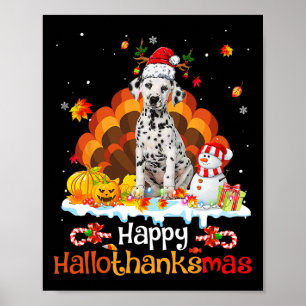 HalloThanksMas Halloween Thanksgiving Christmas Da Poster