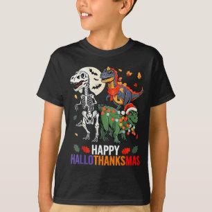 Hallothanksmas Halloween Thanksgiving Christmas Di T-Shirt