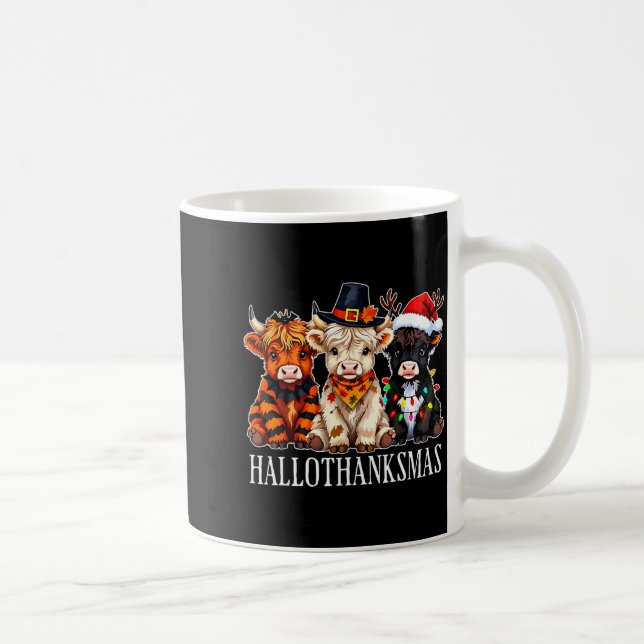 Hallothanksmas Halloween Thanksgiving Christmas Hi Coffee Mug (Right)