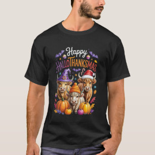 HalloThanksMas Halloween Thanksgiving Christmas Hi T-Shirt