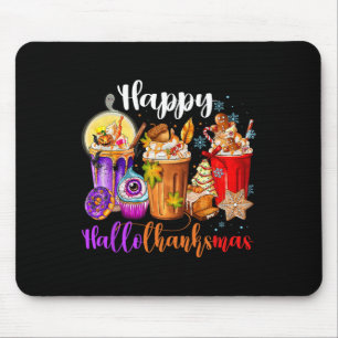 Hallothanksmas Halloween Thanksgiving Christmas Mouse Pad