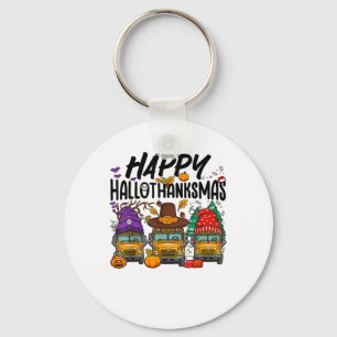 HalloThanksMas Halloween Thanksgiving Christmas Sc Key Ring