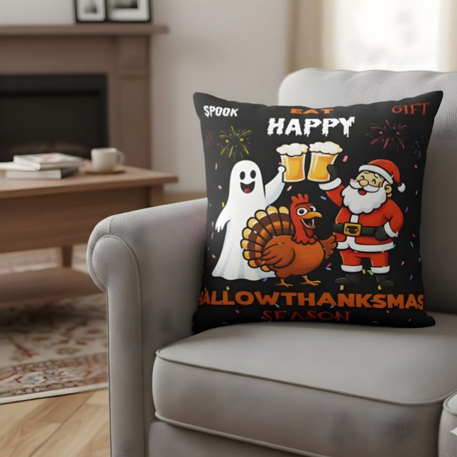 Hallothanksmas Party! Ghost Turkey Santa Beer Cushion (Creator Uploaded)