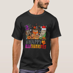 Hallothanksmas Persian Cat Halloween Thanksgiving T-Shirt