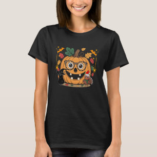HalloThanksmas Pumpkin Santa Turkey Black Cat with T-Shirt