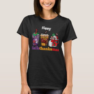 Hallothanksmas Pumpkin Spice Latte Halloween Thank T-Shirt