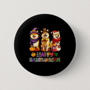 Hallothanksmas Shiba Dogs Halloween Christmas Pump 6 Cm Round Badge