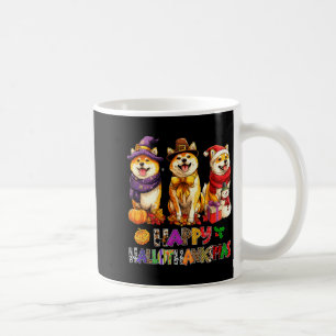 Hallothanksmas Shiba Dogs Halloween Christmas Pump Coffee Mug
