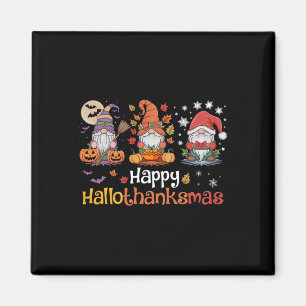 Hallothanksmas Shirt Gnomes Halloween Thanksgiving Magnet