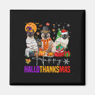 Hallothanksmas Siamese Cat Halloween Thanksgiving Magnet
