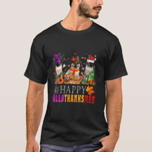 Hallothanksmas Siamese Cat Halloween Thanksgiving T-Shirt