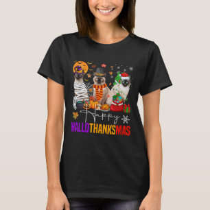 Hallothanksmas Siamese Cat Halloween Thanksgiving T-Shirt