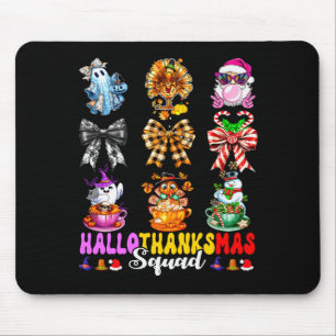 Hallothanksmas Squad Funny Halloween Thanksgiving  Mouse Pad