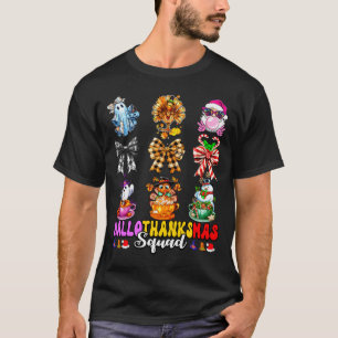 Hallothanksmas Squad Funny Halloween Thanksgiving T-Shirt
