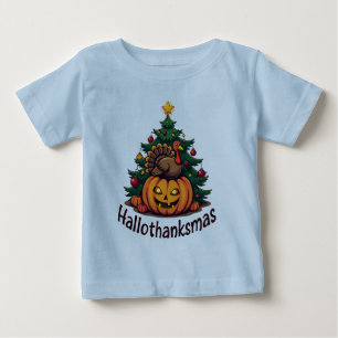 Hallothanksmas Trio: Pumpkin, Turkey & Christmas Baby T-Shirt