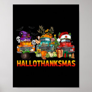 Hallothanksmas Trucks Halloween Thanksgiving Chris Poster