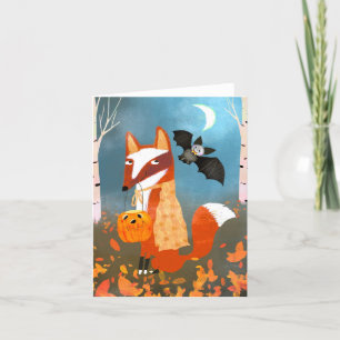 Hallow Fox and Bat Friends BLANK Greeting Card
