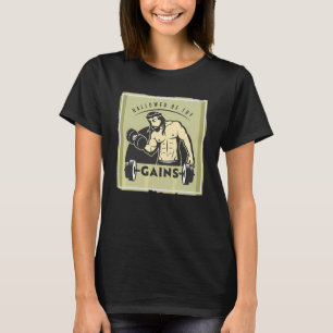 Hallowed Be Thy Gains Muscle Jesus Weight Lifting T-Shirt