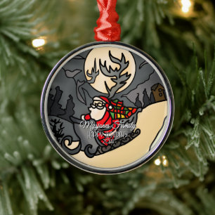 Hallowed Rustic Holiday Claus Metal Ornament