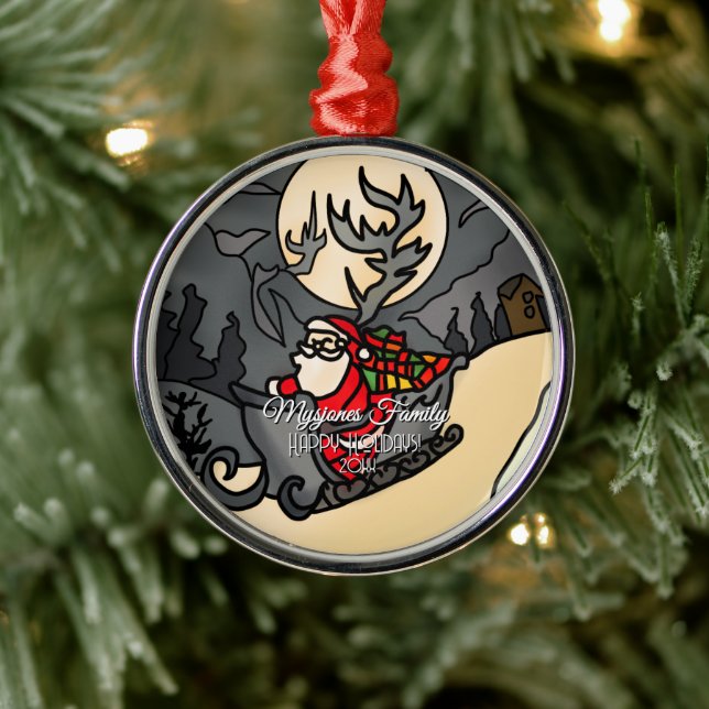 Hallowed Rustic Holiday Claus Metal Ornament (Tree)