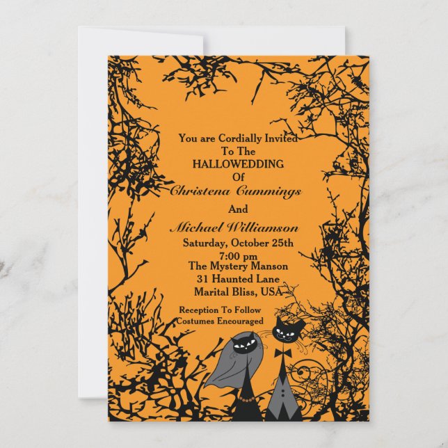 Hallowedding Cats Wedding Invitation (Front)