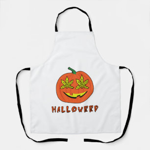 Halloweed Funny Hippie Pumpkin Halloween Apron