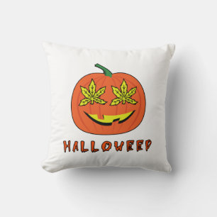 Halloweed Funny Hippie Pumpkin Halloween Cushion