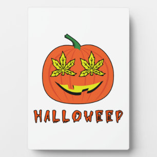 Halloweed Funny Hippie Pumpkin Halloween Plaque