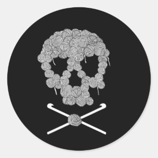 Halloweeen Skull Crochet Lovers Yarn Funny Classic Round Sticker