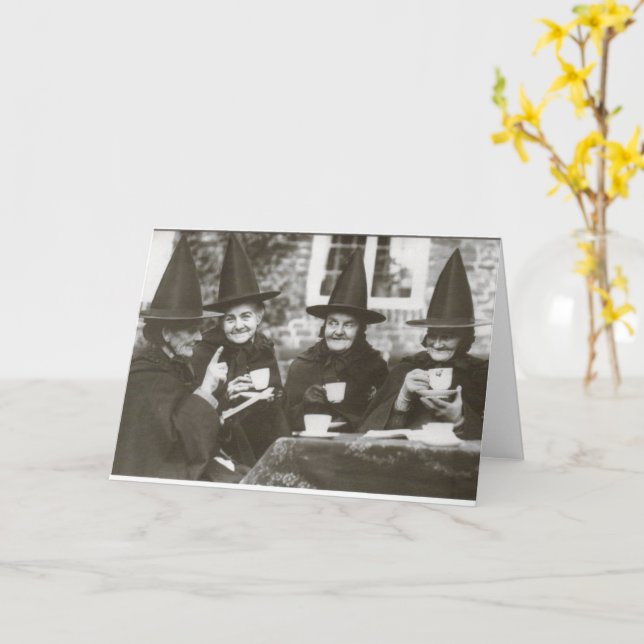 Halloweem Witches Hat Gathering Card - Customised (Yellow Flower)