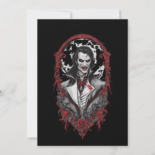 Halloween 12 vampire, b, scary monster, horror,  invitation (Front)