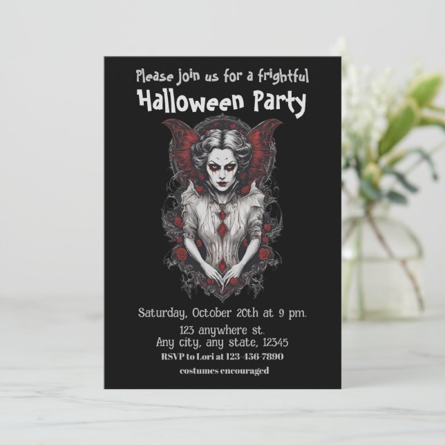 Halloween, 13 vampire, frightful, scary,  invitation (Standing Front)