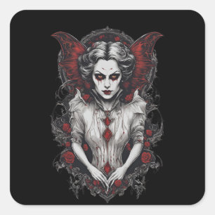 Halloween 13 vampire, scary monster, square sticker