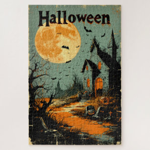Halloween 1960s Poster-Inspired Artwork Jigsaw Puzzle