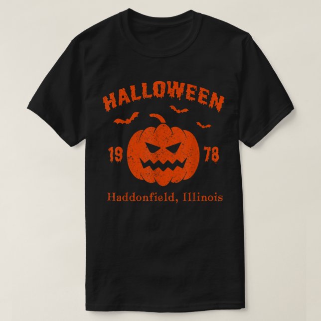 Halloween 1978 haddonfield Illinois Funny Pumpkin T-Shirt (Design Front)