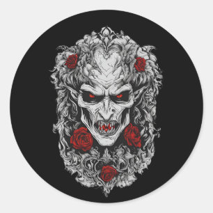 Halloween 1 vampire, scary monster, horror, classic round sticker
