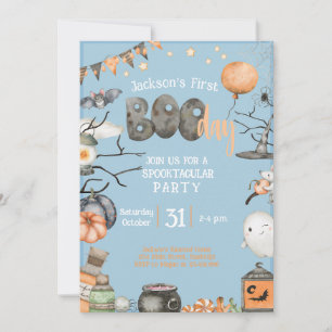 Halloween 1ST Birthday Any Age Blue Boy Party Invitation