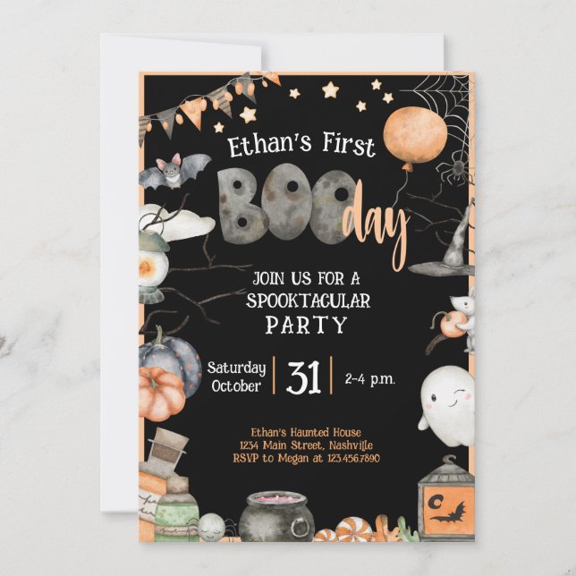 Halloween 1ST Birthday Any Age Boy Girl Party Invitation (Front)