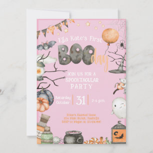 Halloween 1ST Birthday Any Age PINK Girl Invitation