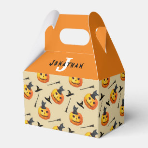 Halloween 1st Birthday Cute Black Cat Monogram Favour Box