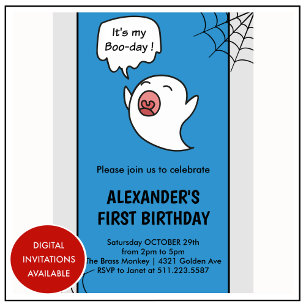 Halloween 1st birthday invitations october little 