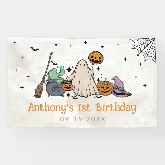 Halloween 1st Birthday Party Banner (Horizontal)