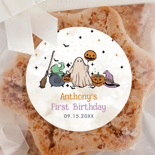 Halloween 1st Birthday Party Classic Round Sticker