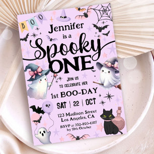 Halloween 1st Birthday Party Ghost Girl Spooky One Invitation