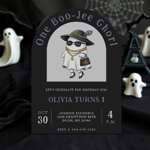 Halloween 1st Birthday Party One Boujee Ghost Invitation