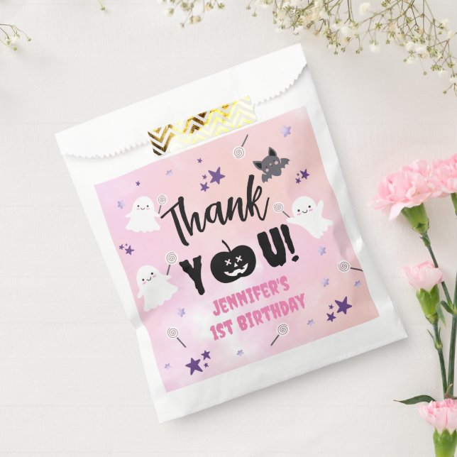 Halloween 1st Birthday Party Pink Girl Cute Spooky Favour Bag (Sealed)