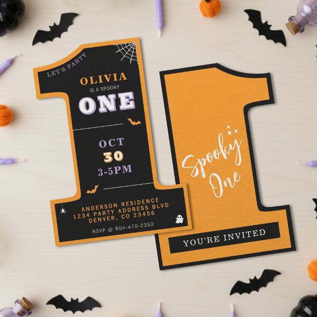 Halloween 1st Birthday Party Spooky One Invitation (Halloween 1st Birthday Party Spooky One Invitation
)