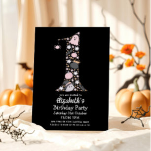 Halloween 1st Birthday   Spooky Cute First Birthda Invitation