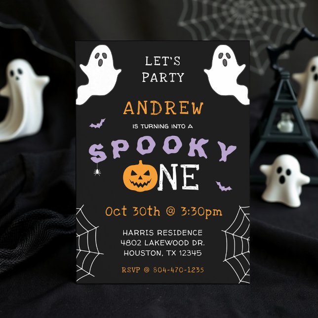 Halloween 1st Birthday Spooky One Ghost Gothic Invitation (Halloween 1st Birthday Spooky One Ghost Gothic Invitation
)